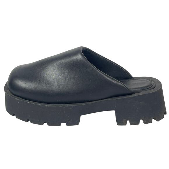OAK + FORT Shoes - Oak + Fort Women's Black Chunky Platform Lug Sole Square Toe Clog Mules Size 8